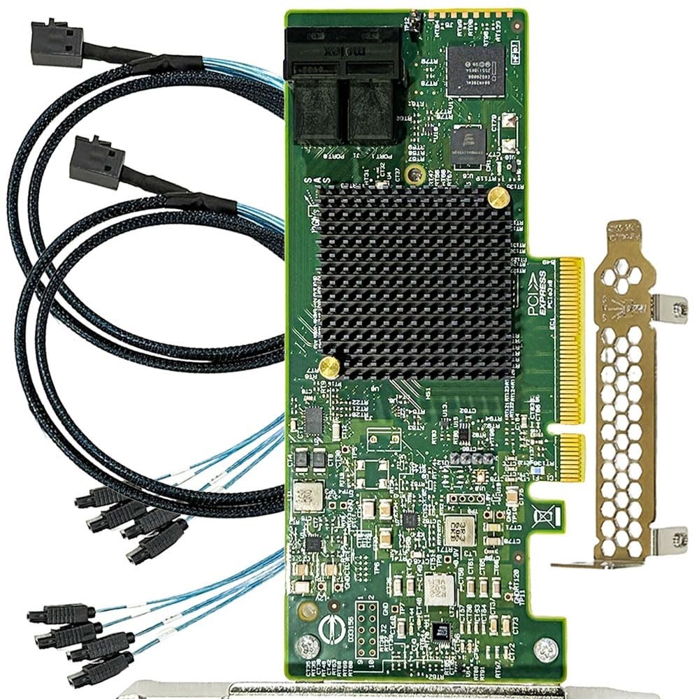 8-Port SAS HBA Card for LSI 9300-8i IT Mode, SATA Cables Included, High-Speed St