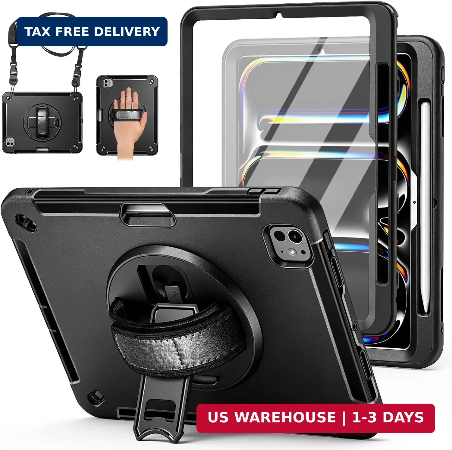 Miesherk Stock Case for iPad Pro 11 Inch M5 2025/ M4 2024 Black