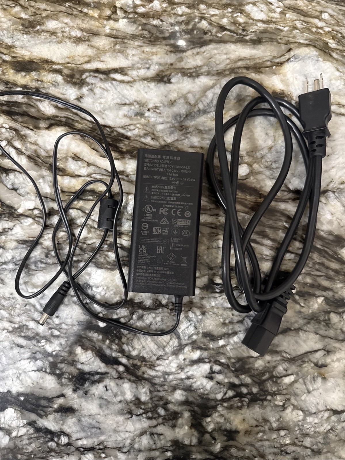 Genuine Switching Adapter Model#SOY-1200500-327 Power Supply With 12V 5A