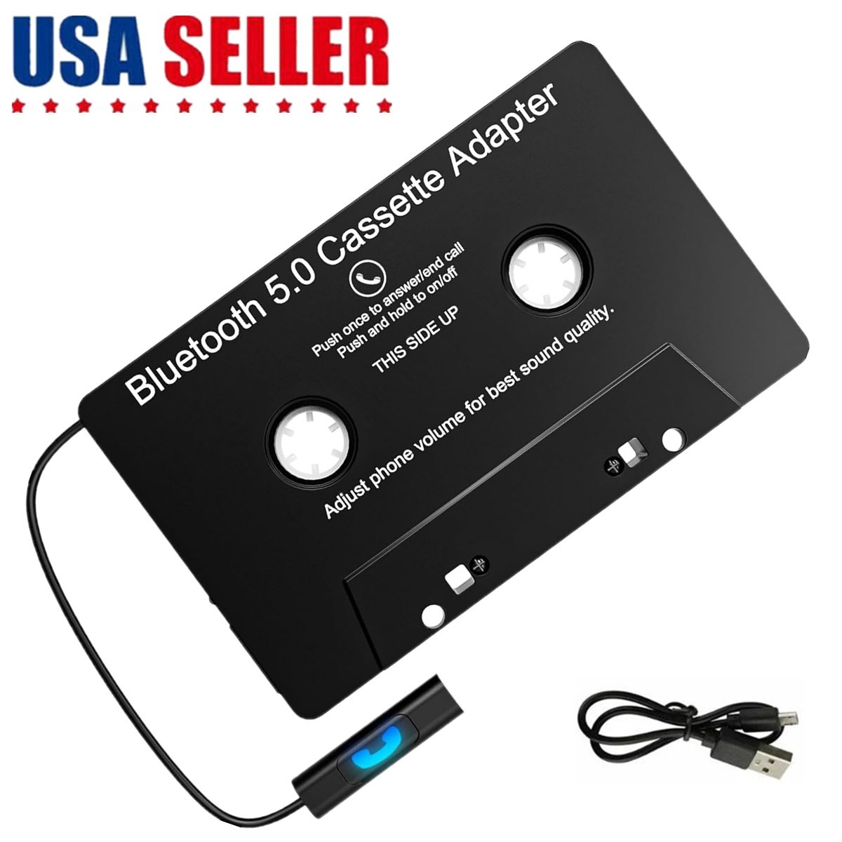 Bluetooth 5.0 Car Cassette Audio Receiver Cassette Aux Adapter Listen Phone Call