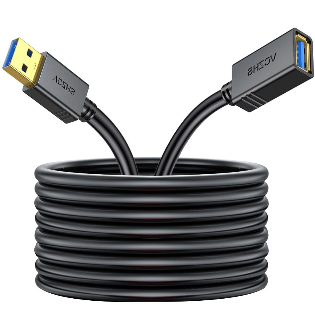 VCZHS Tech USB 3.0 Extension Cable 25 FT, Heavy-Duty 22AWG Power 25FT, Black