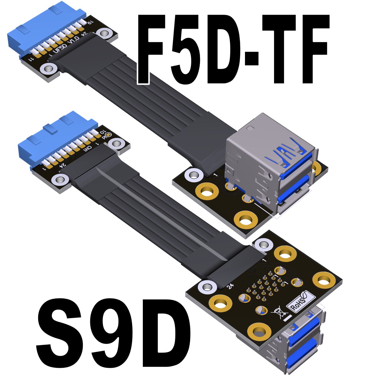 ADT-Link USB3.0 Extension Cable TypeA 19Pin 20Pin Front Rear Right Angle Adapter