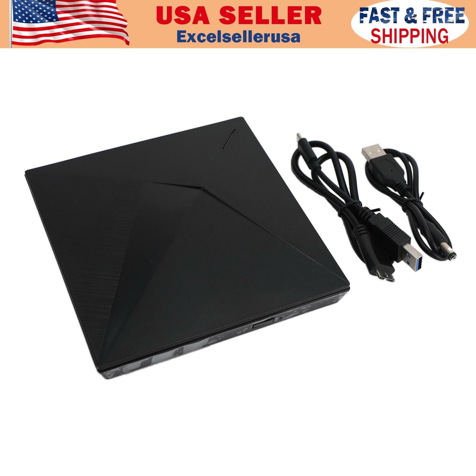 Ultra-Thin Dvd Rw Cd External Optical Drive Portable Type-C Usb Laptop Pc Blk A7