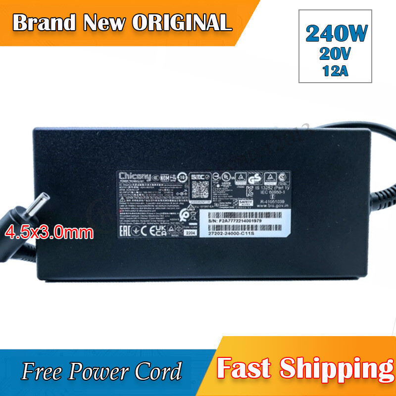 Original 20V 240W AC Adapter for Gigabyte Aorus 17 BSG 2024, BSF BSF-73US654SH