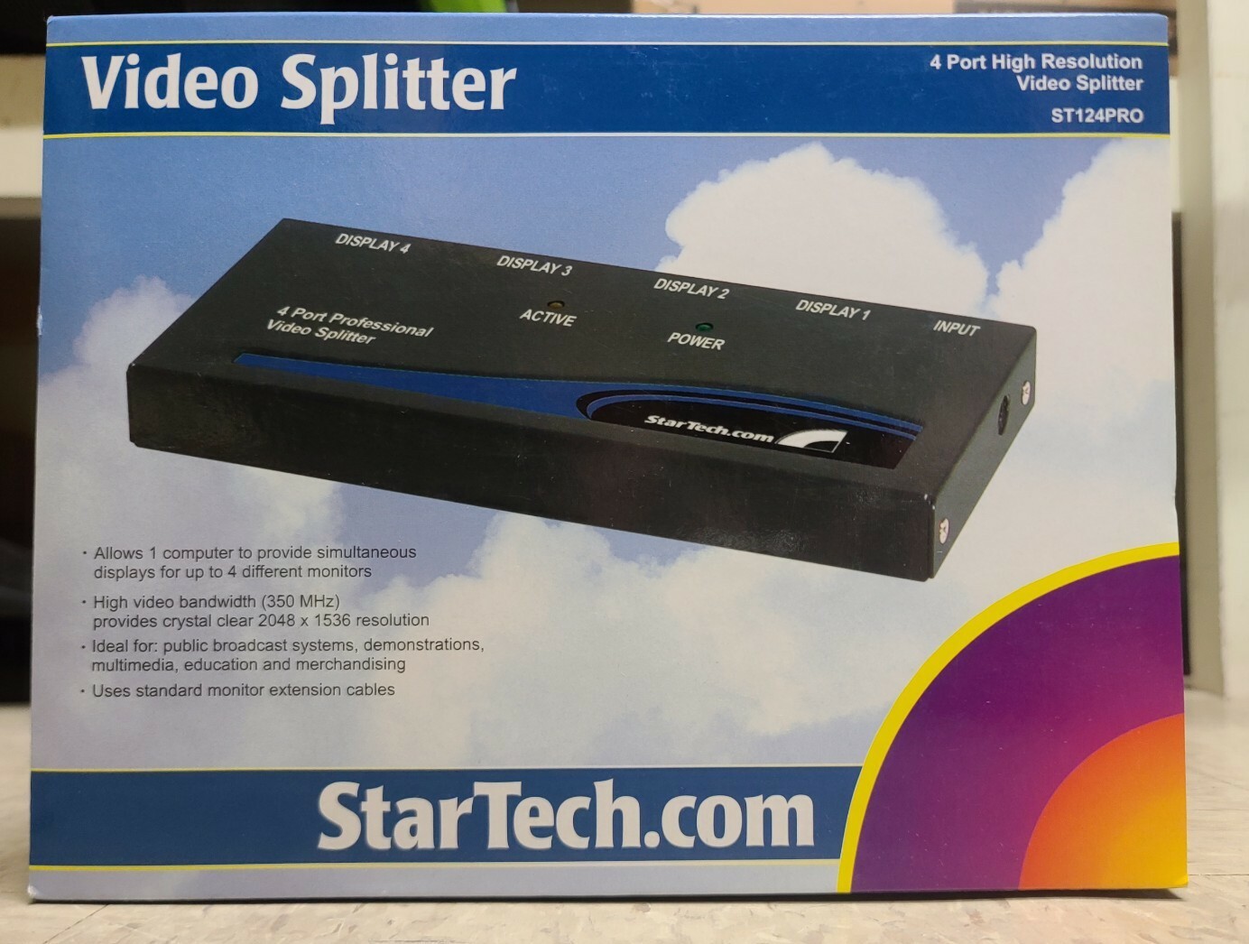 Startech 4 Port High Resolution 350 MHZ VGA Video Splitter - New in Box