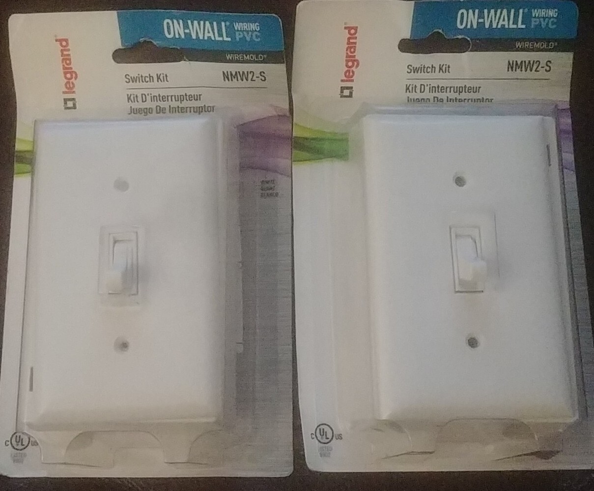 LOT OF 2 Wiremold On-Wall White PVC 1 In. Switch Kit NMW2-S  