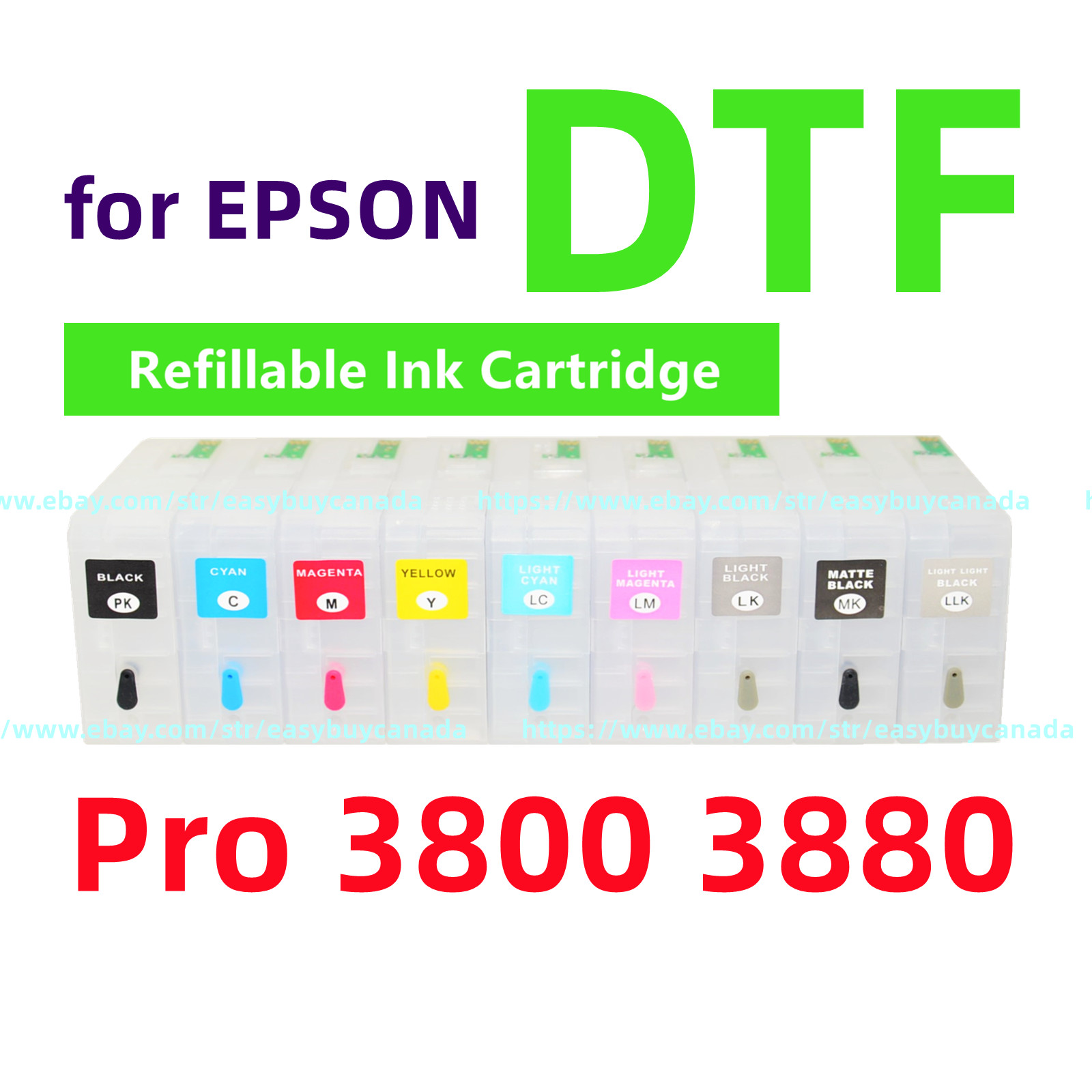 T580 580 Empty Refillable Ink Cartridge kit for stylus pro 3800 3880 Printer DTF