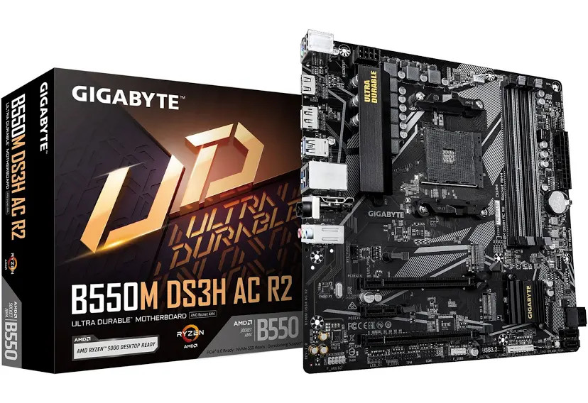 B550M DS3H AC R2 AM4 mATX Motherboard, DDR4, PCIe 4.0, WiFi 5, Dual M.2
