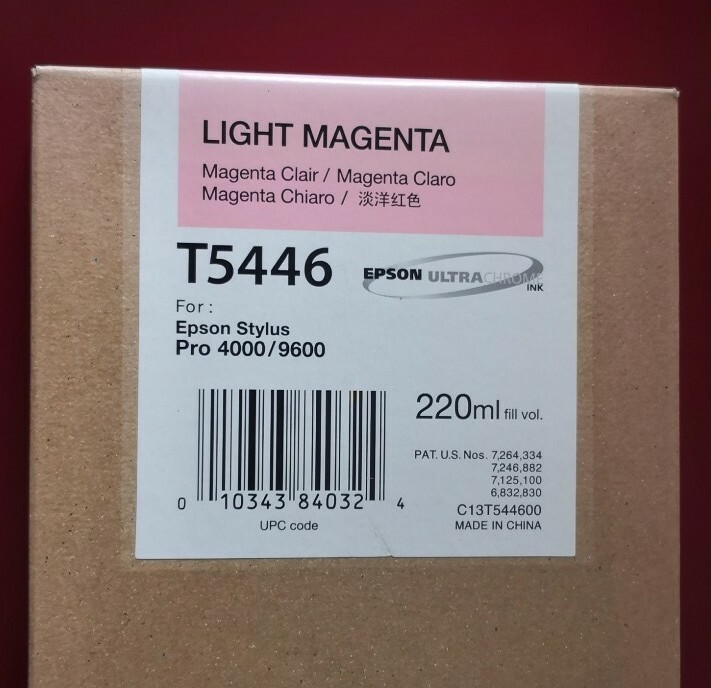 11-2019 New In Box Epson Genuine 220ml Ink T5446 Light Magenta Stylus 4000/9600