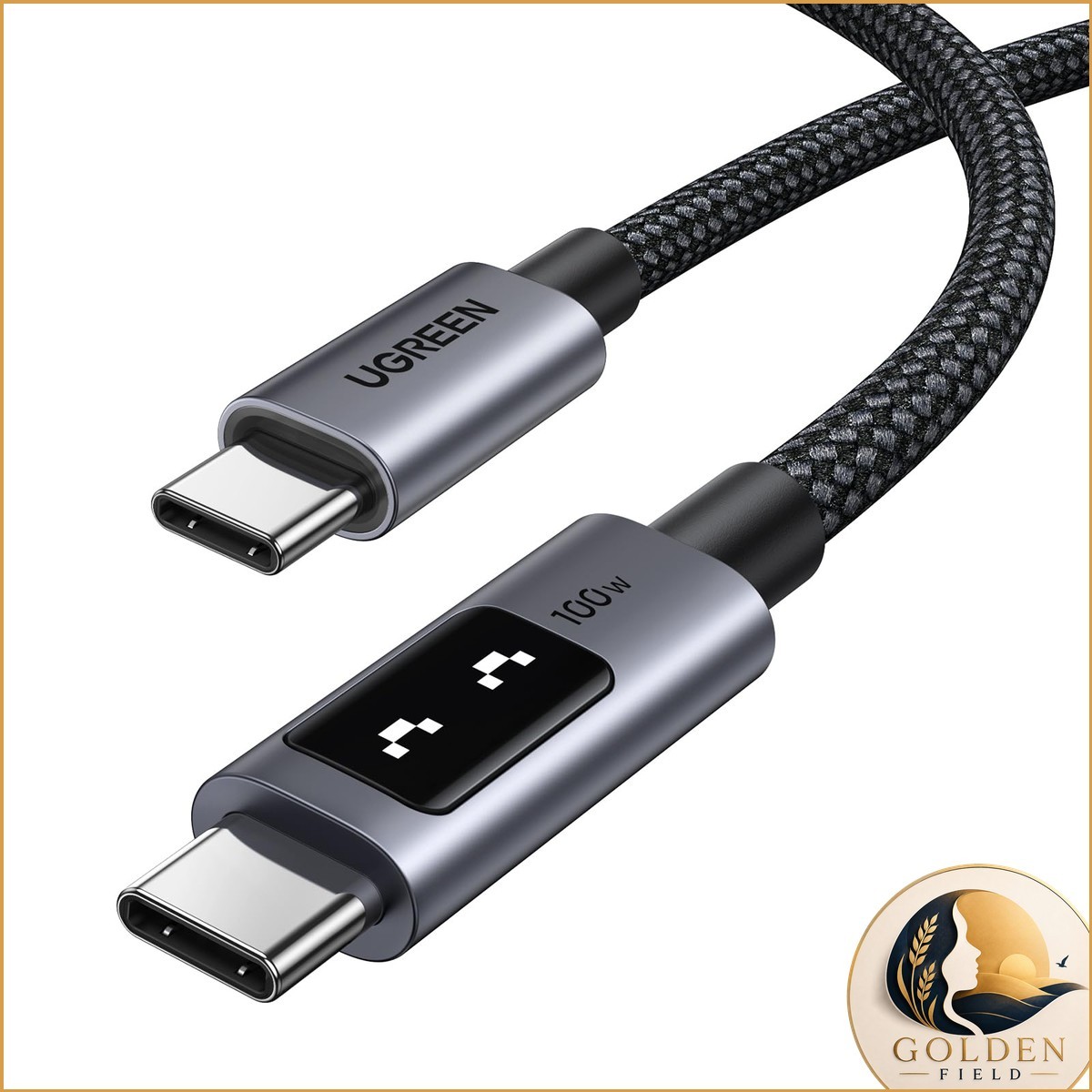 UGREEN Uno USB C Cable 100W LED Display 6.6ft Black