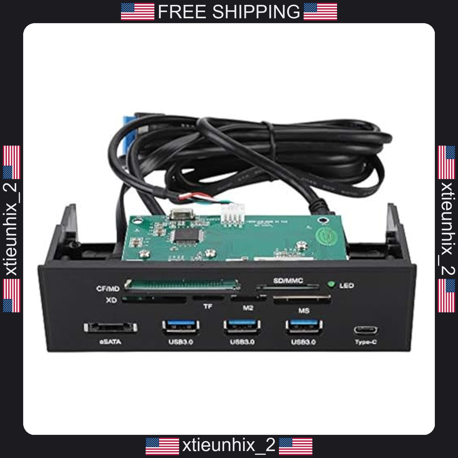 Front Panel Hub 11 Port USB 3.0 eSATA Card Reader for PC 5.25 Inch Bay