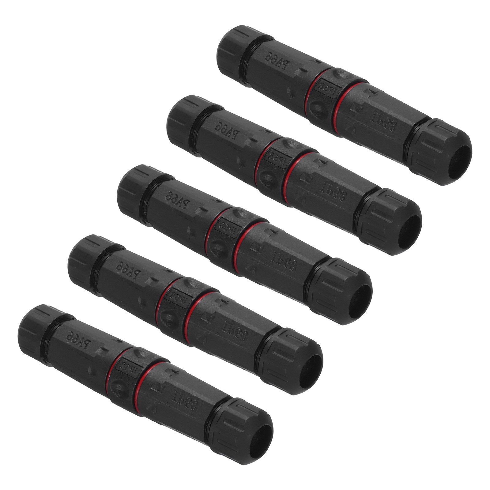 Waterproof RJ45 Coupler, Dual Head IP68 Cable Connector, Pack of 5 (Red)
