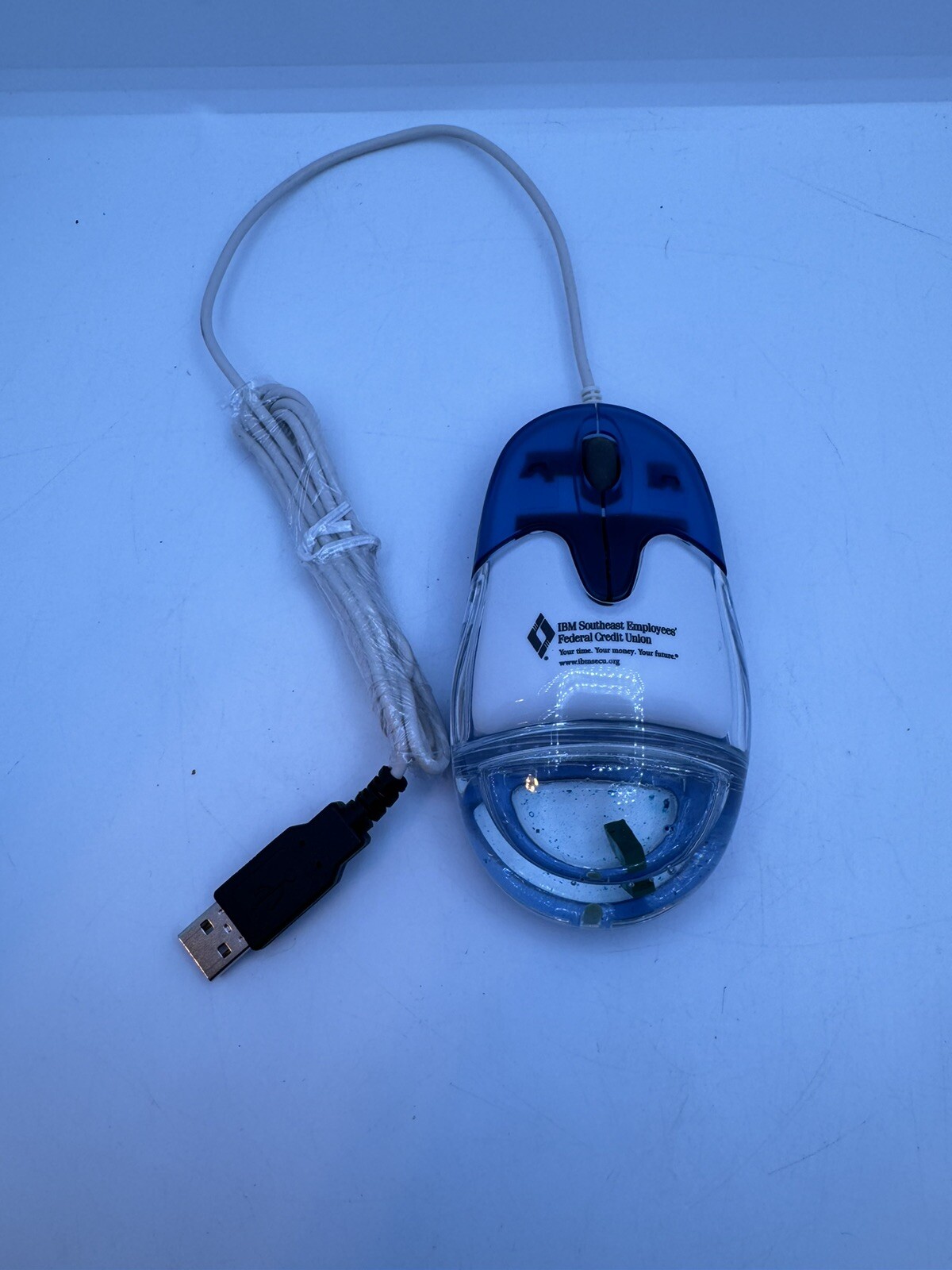 IBM Aqua PC/2 Wired Mouse Floating Logo On Board Blue Model 168
