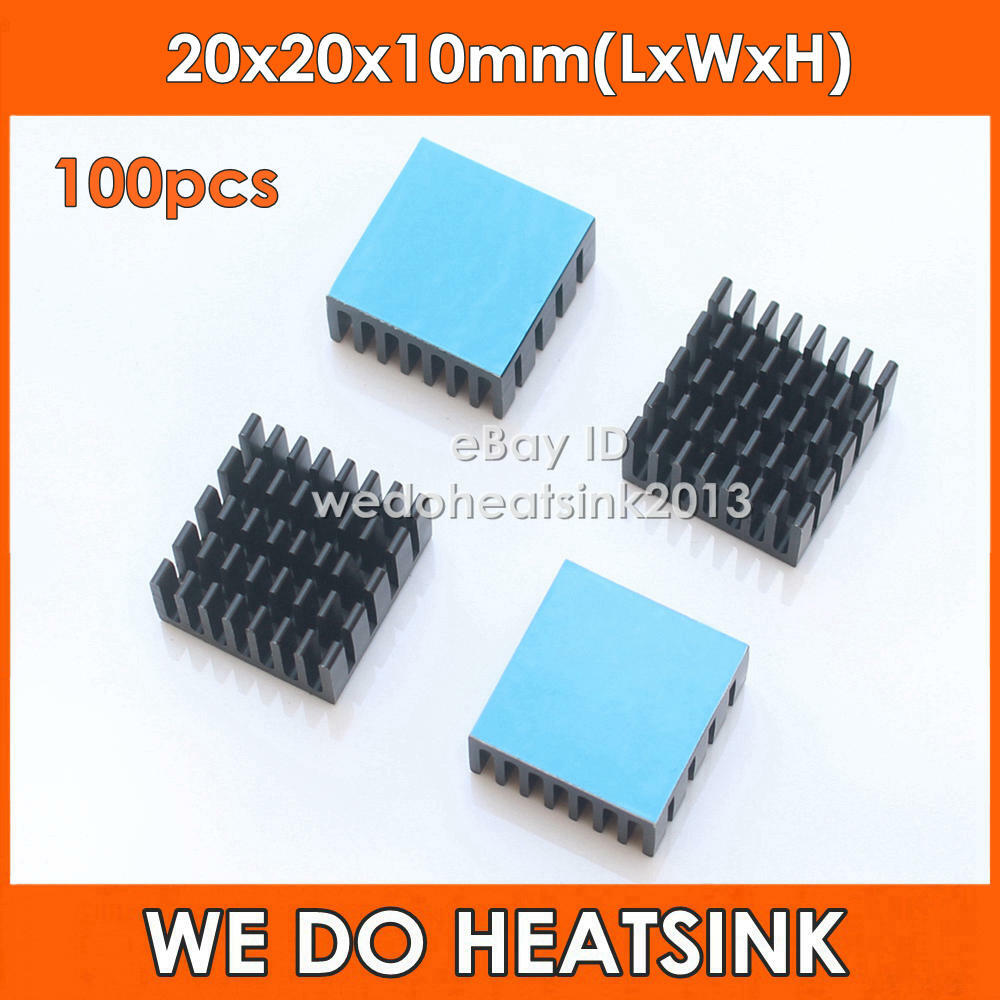 100pcs WE DO HEATSINK 20*20*10mm Black Aluminum Heat Sink with Thermal Pad