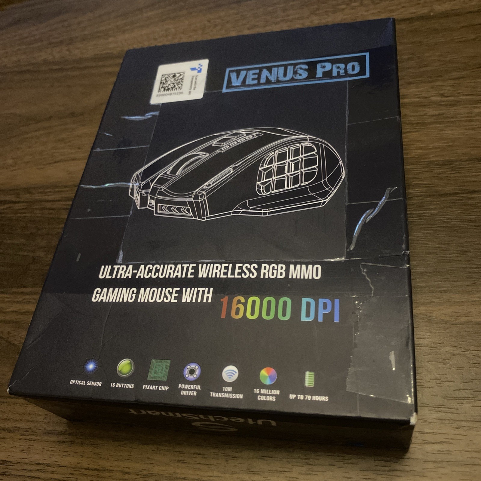 UtechSmart VENUS Pro Wireless/Wired Gaming Mouse 16000 DPI 16Btn RGB Black