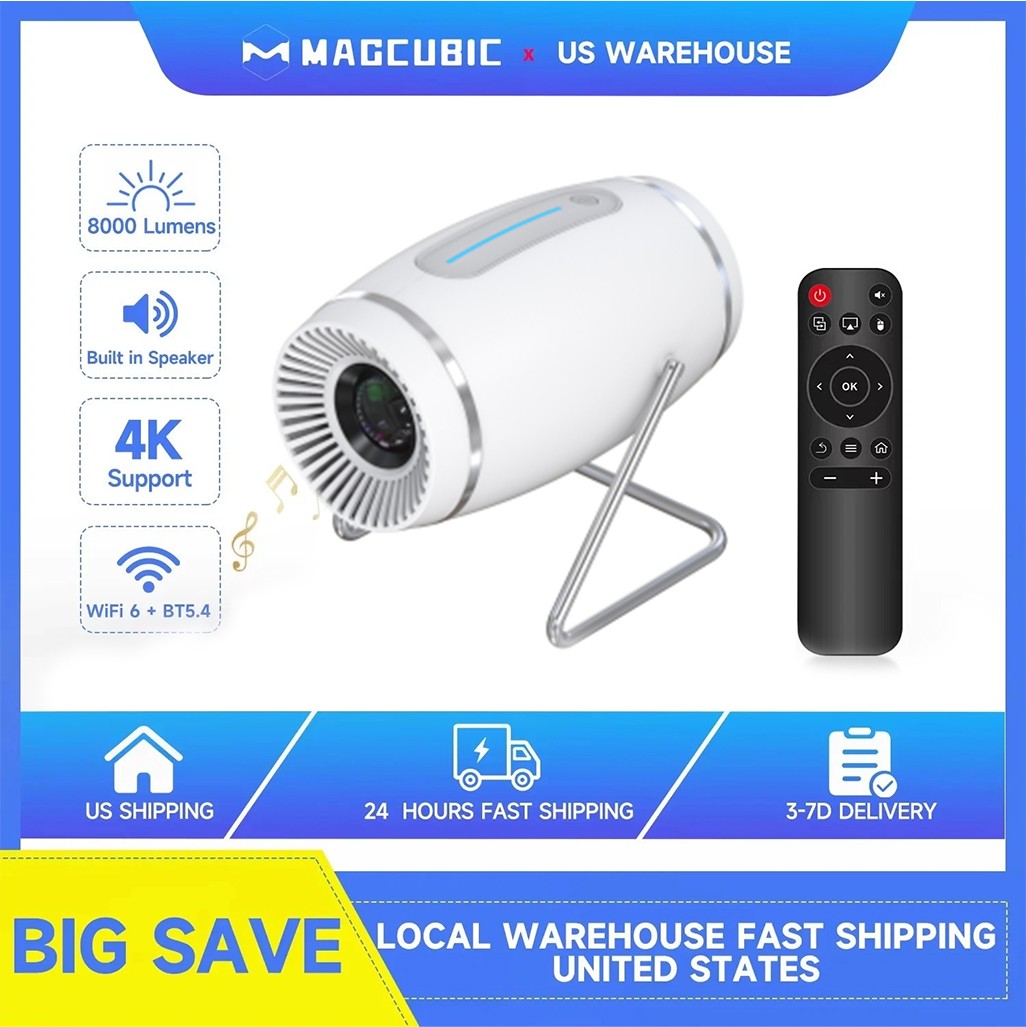 4K Mini Portable Projector 4K 1080P Wifi 6 Rotatable Home outdoor Theater