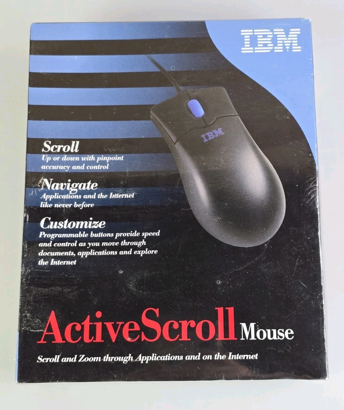 VTG NEW SEALED VTG 2000 IBM Active Scroll PS/2 Computer Mouse Black #09N5511