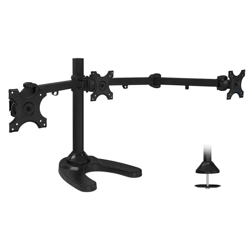 Mount-It Full Motion Triple Monitor Desk Stand with Base Adapter