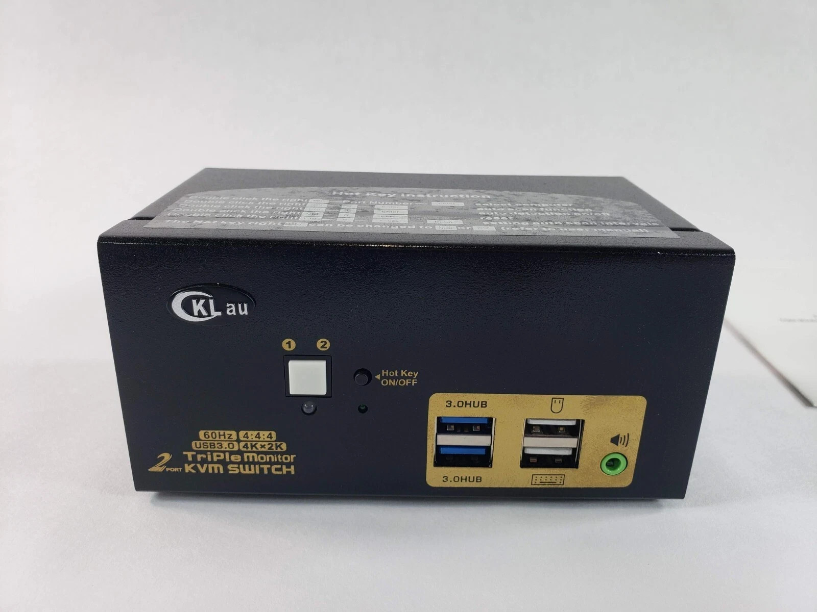 CKLau 2 Port USB 3.0 HDMI KVM Switch Triple Monitor with Cables Support EDID HDR