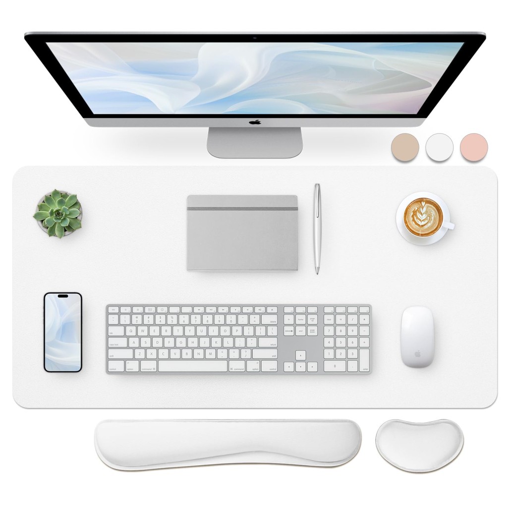 Bloss Leather Desk Pad and Keyboard Wrist Rest, Large Mouse Pad + Keyboard Pad+M