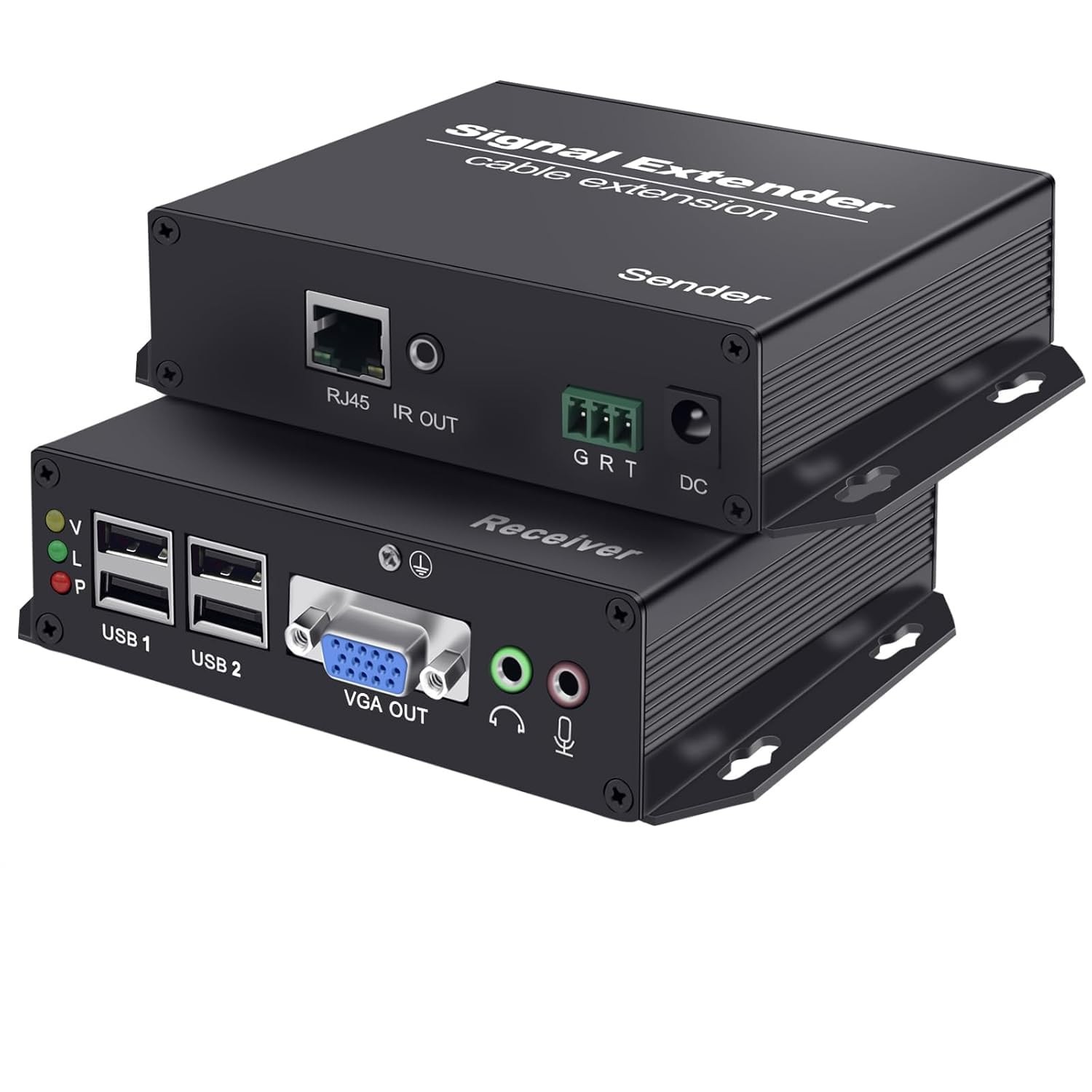 Torileaf VGA KVM Extender Over Cat6/7 with 4 USB 2.0 Up to 394FT
