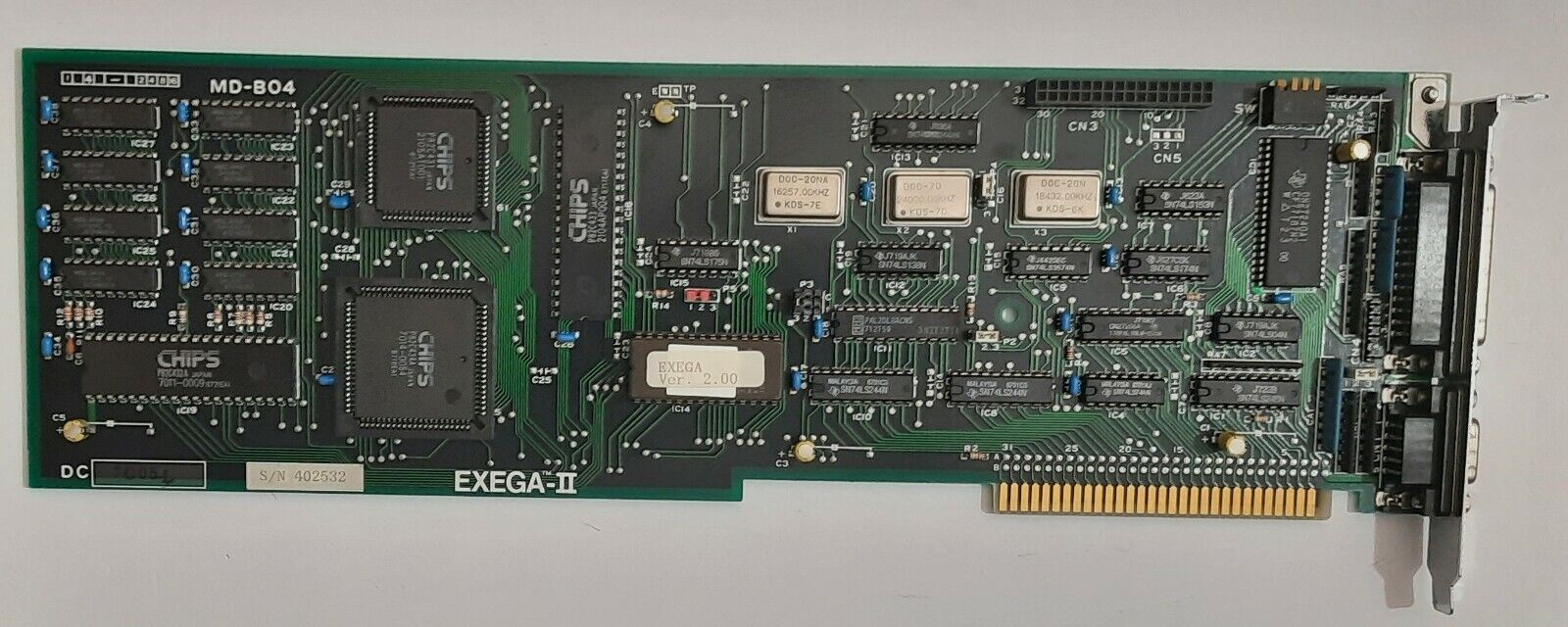 EIZO EXEGA-II 8-bit ISA EGA Graphics Card (MB-B04, P82C434+P82C431, Retro, 1987)