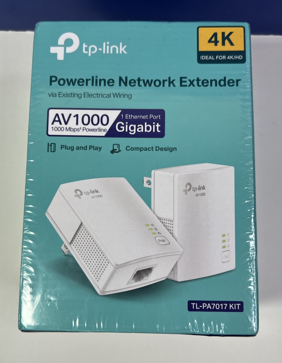 TP-Link AV1000 Gigabit Powerline Network Extender (TL-PA7017 KIT) 4K/HD - SEALED