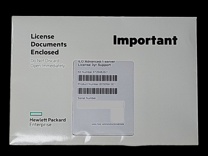 HPE iLO Advanced 1-Server License 3yr Support SEALED (BD505A  0D1 / 872648-B21)
