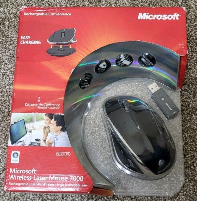 Microsoft 2.4GHz Wireless Rechargeable Laser Mouse 7000 Black