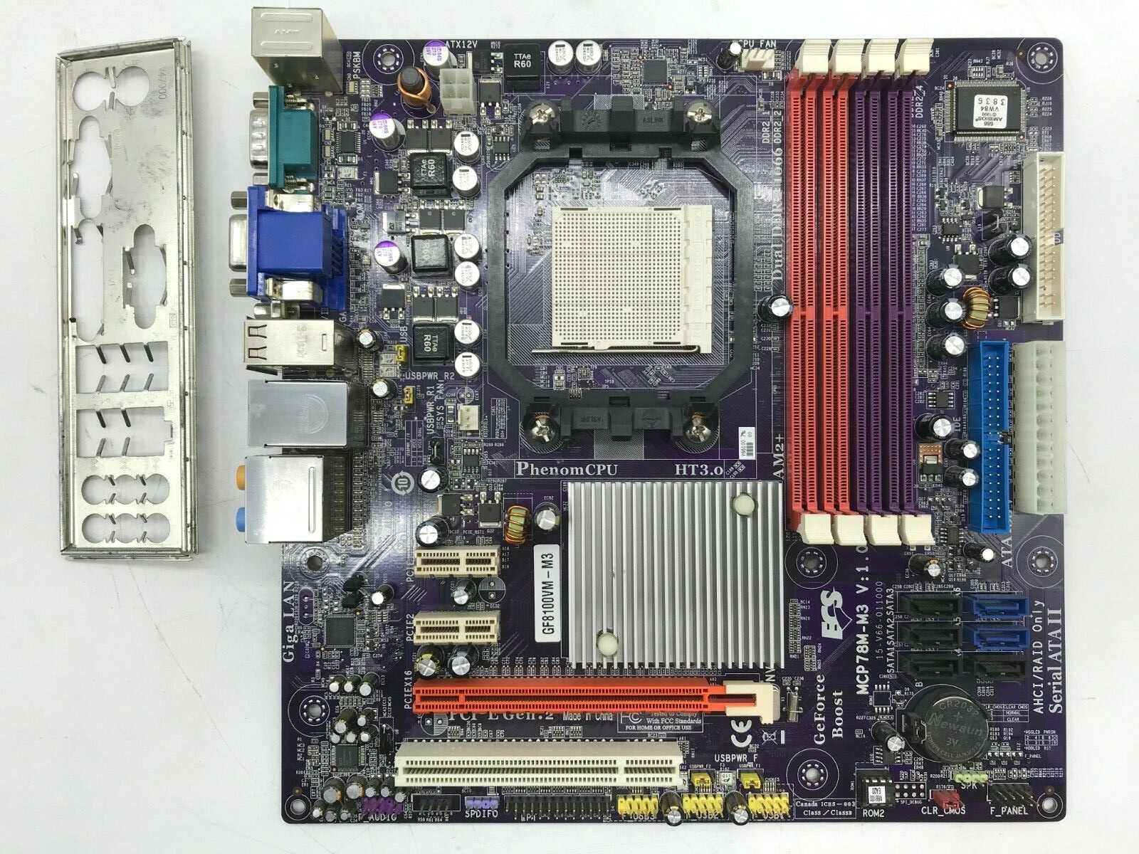 ECS MCP78M-M3 V:1.0 GF8100VM-M3 DDR2 - mATX - Socket 775 - with I/O Shield #M2180