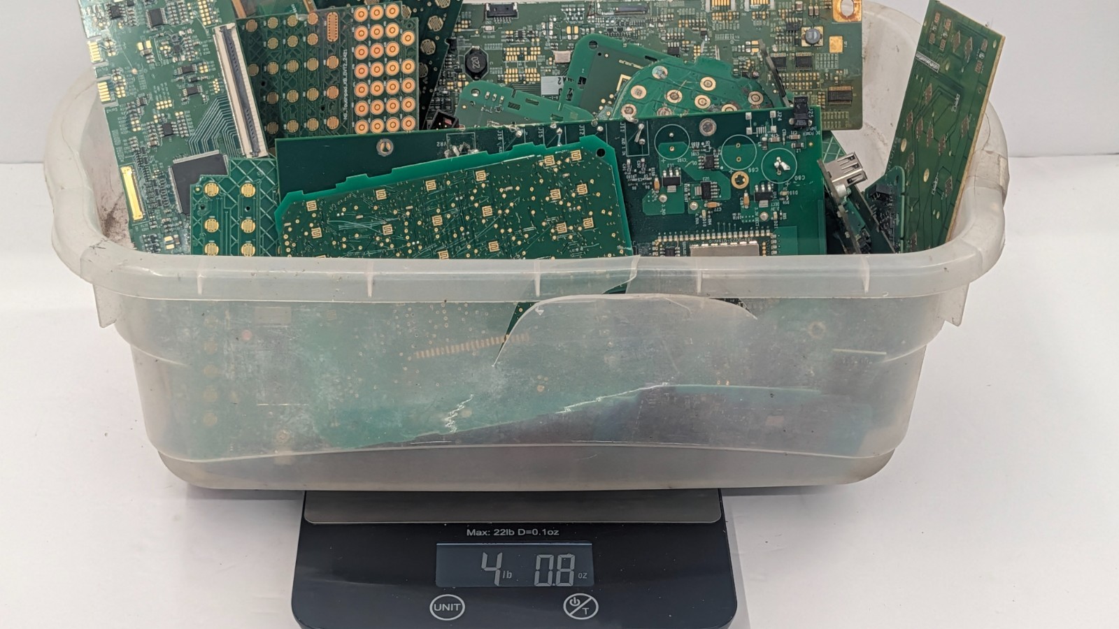 4.08 LB Gold Plated Circuit Board Scrap PCB Lot IC MLCC Recovery Contacts