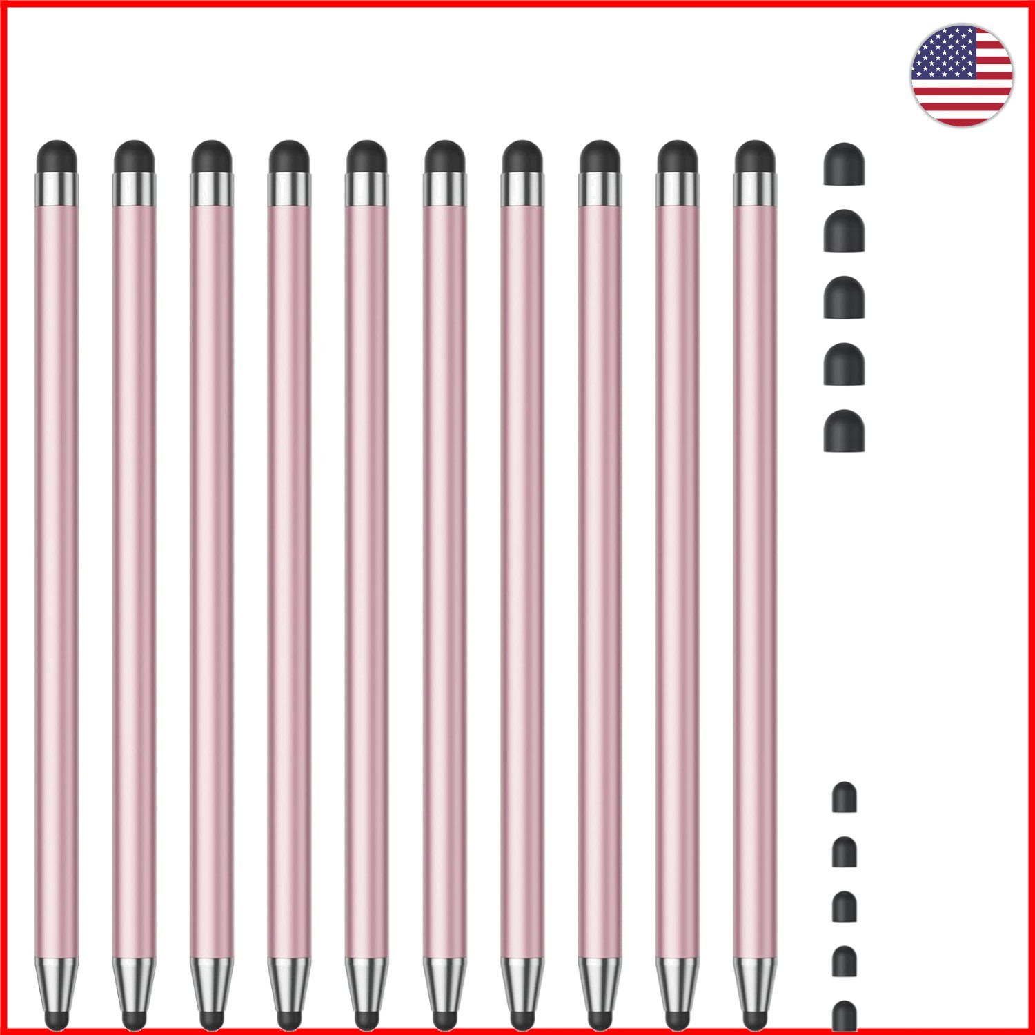 Elegant 10pc Pink Stylus Set - Perfect for Smartphones, Tablets & Laptops