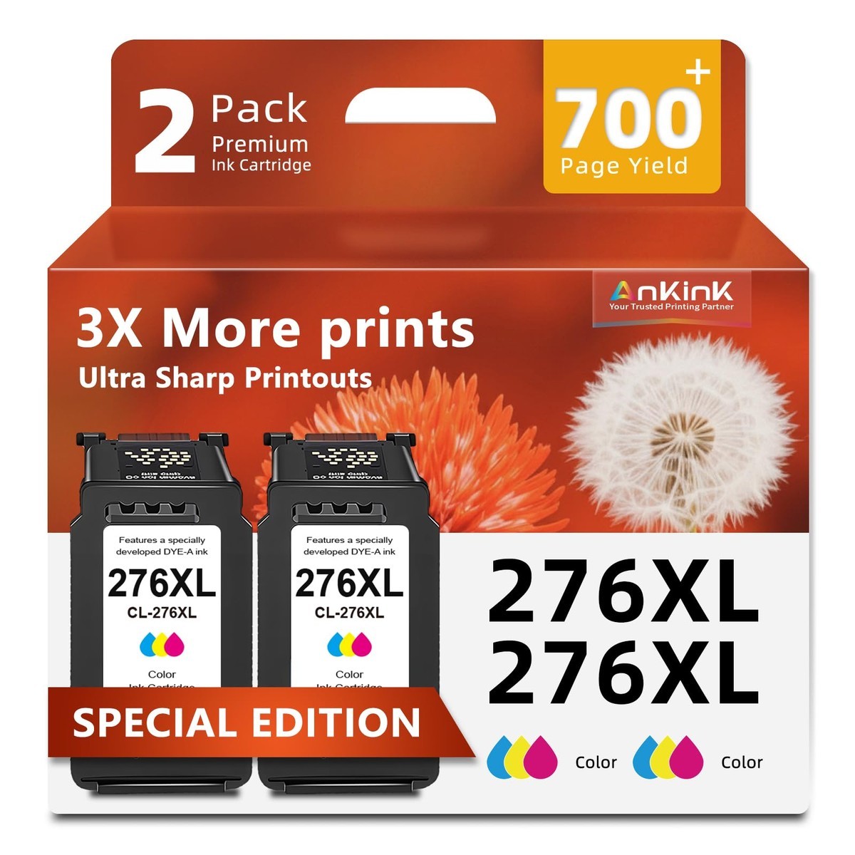 Ankink 276XL Color Ink Cartridge Replacement For Canon CL-276 CL276 XL Canon 276