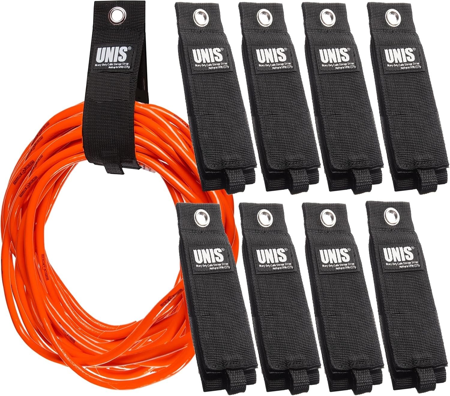 Large Extension Cord Storage Straps 8 Pack 13-inch for Cables and Ropes
