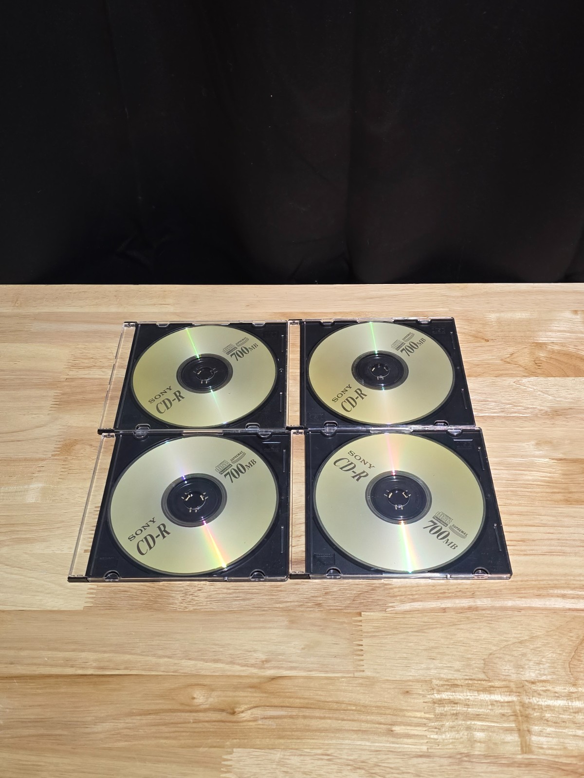 Lot of 4 Sony CD‑R 700MB Recordable Discs – Gold Surface – In Jewel Cases – New
