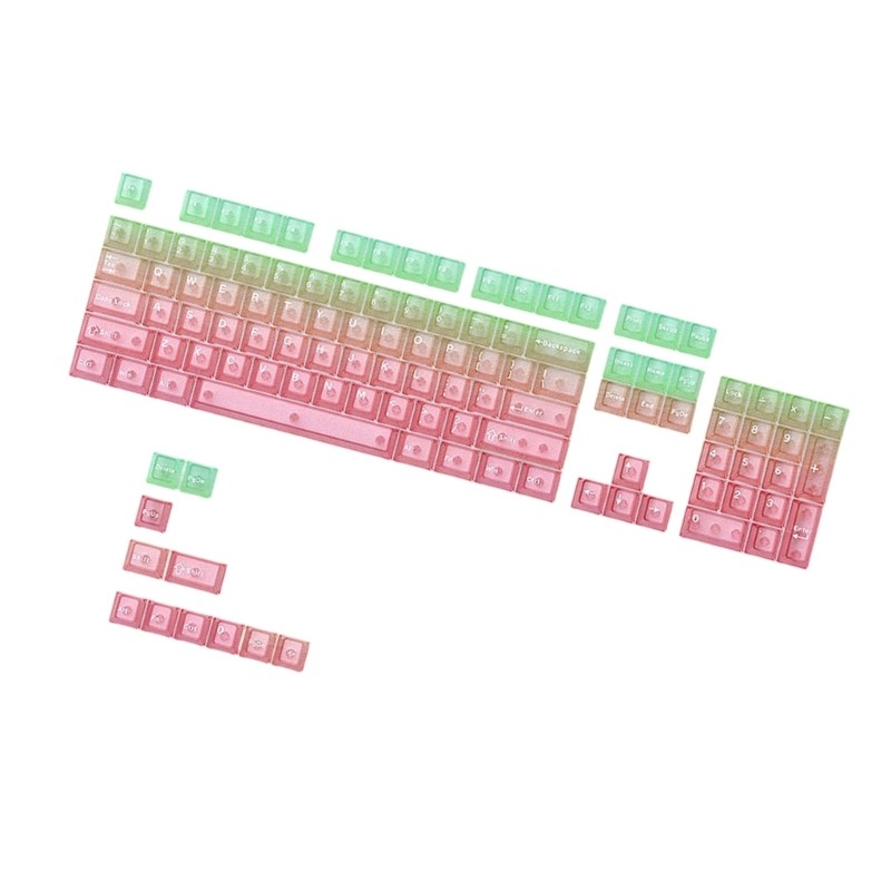 Clear PC Gaming Keycaps Full Set 115 Keys Original Profile Shine Through
