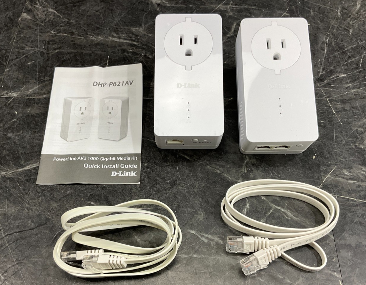 D-Link PowerLine AV2 1000 Gigabit Media Kit DHP-P621AV ✅❤️️✅❤️️ NEW OPEN BOX