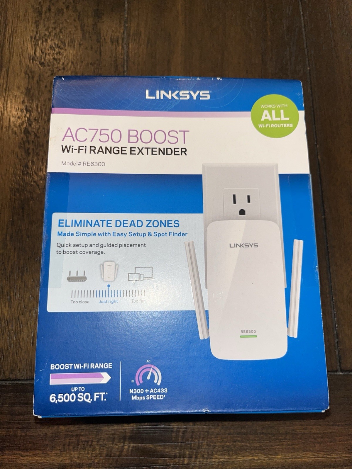 Linksys AC750 Boost WiFi Range Extender Model RE6300: New In The Box