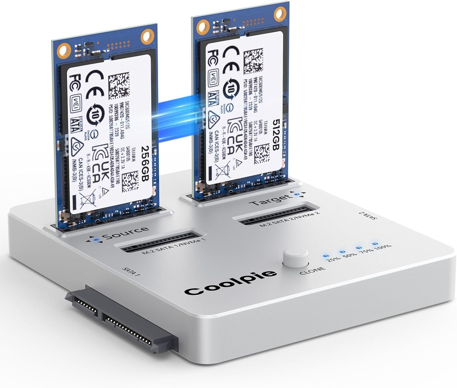 Offline Clone M.2 NVME/SATA Duplicator 4-Bay  Docking Station for SSD Size 2230