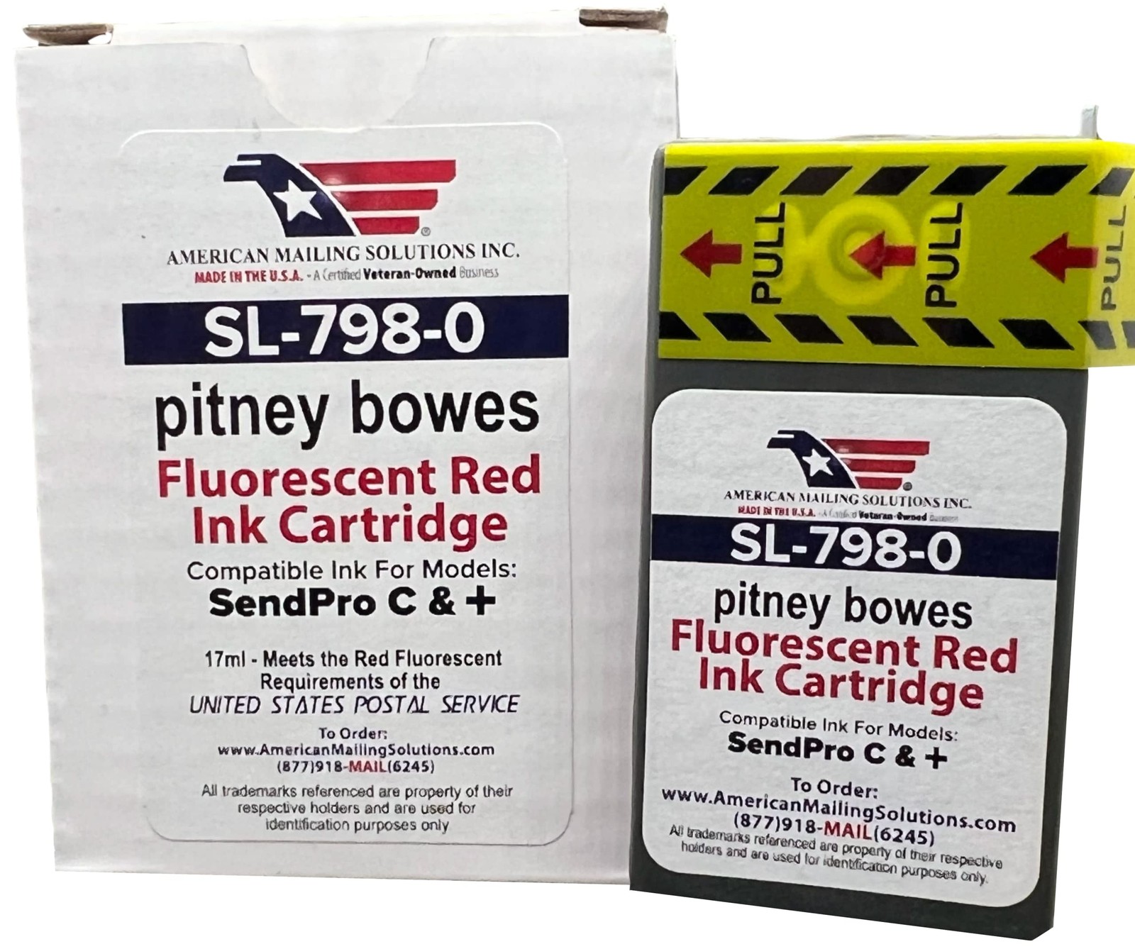 PB SL-798-0 Replacement Red Fluorescent Ink Cartridge for Models: SendPro C200,