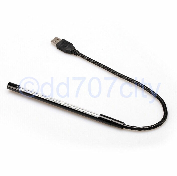 New Portable USB 10 LED Light for PC Notebook Laptop Keyboard Reading Black