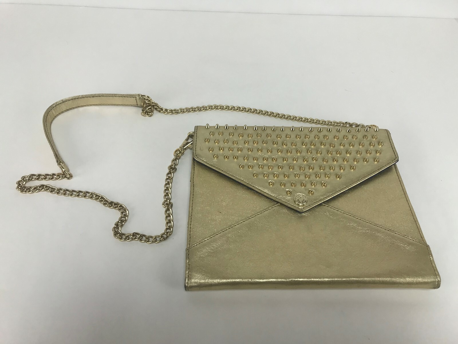 Rebecca Minkoff IPad Tablet Case Spikey Studded Gold Metallic Leather 