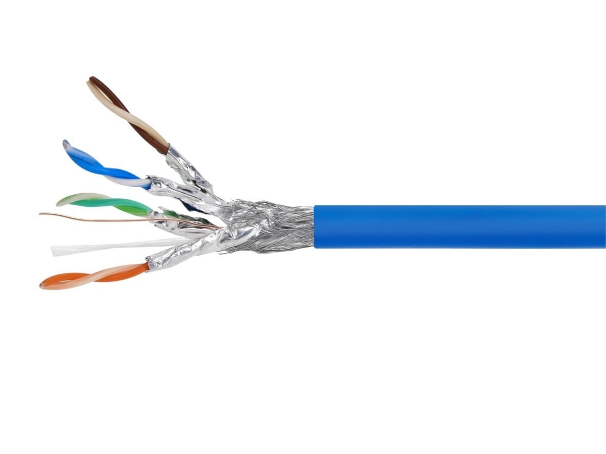 Open Box Monoprice Cat8 250ft S/FTP 22AWG 40G Bulk Ethernet Blue 135-03-04-B