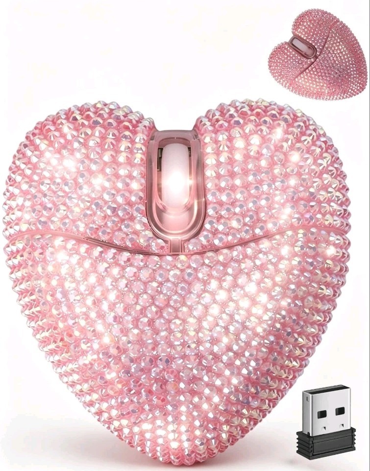 Pink Heart Shaped Dual-mode connectivity Rechargeable Silent Ergonomic Mouse