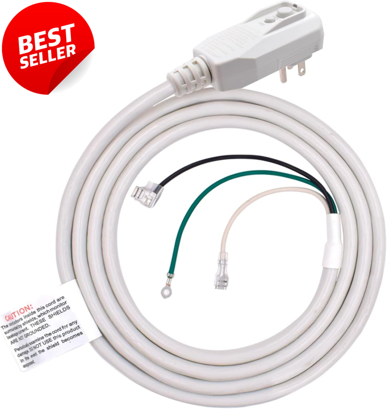 LCDI A/C Power Cord 7.5FT 10A 120V NEMA 5-15P 18AWG Replacement - US