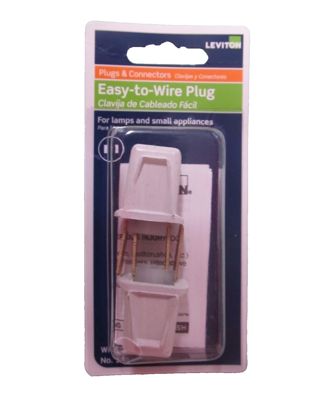 Leviton Easy 2 wire plug.  Package of 2 plugs.  #C22-00123-00W 10 amp. White NEW