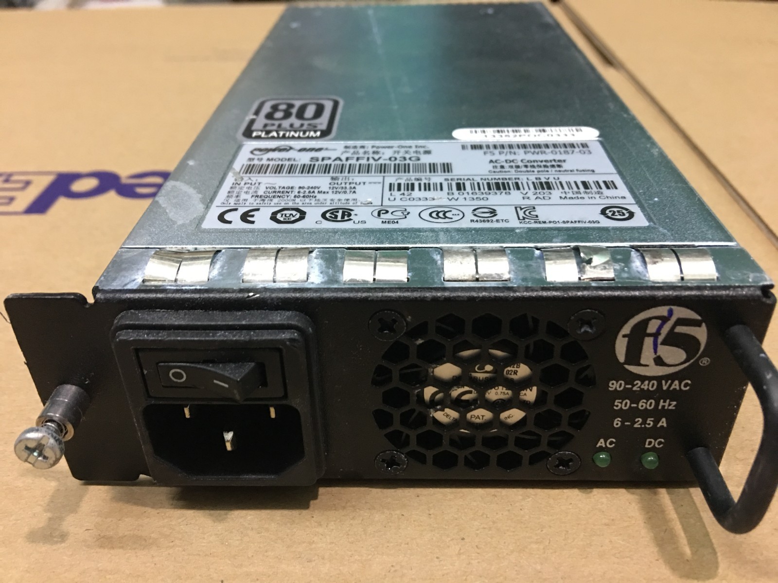 F5 Networks PWR-0187-03 AC Power Supply SPAFFIV-03G for BIG-IP 4000 2000 Tested