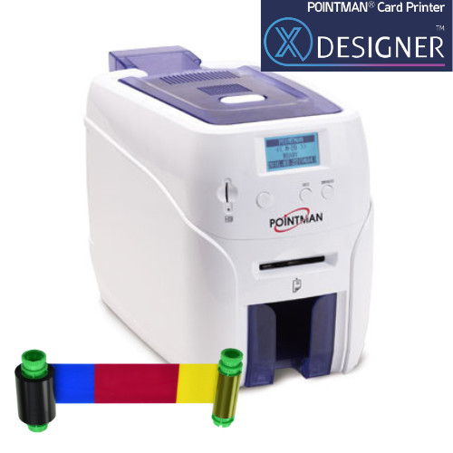 Pointman Nuvia N20 Single-Sided Printer Bundle w/ Color Ribbon & Design Software