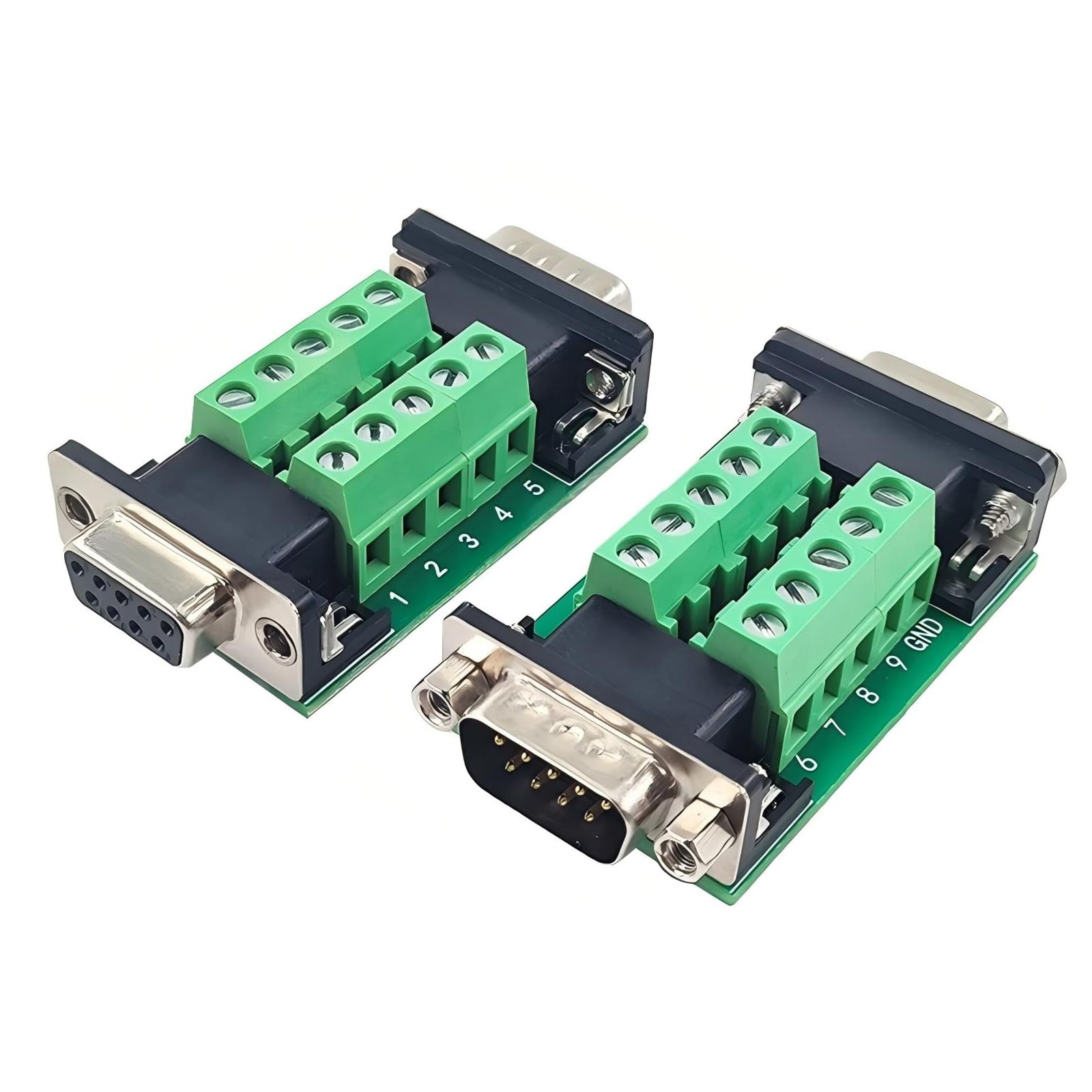 2PCS DB9 Female and Male Connector in One Breakout Board,RS232 D-SUB Serial t...