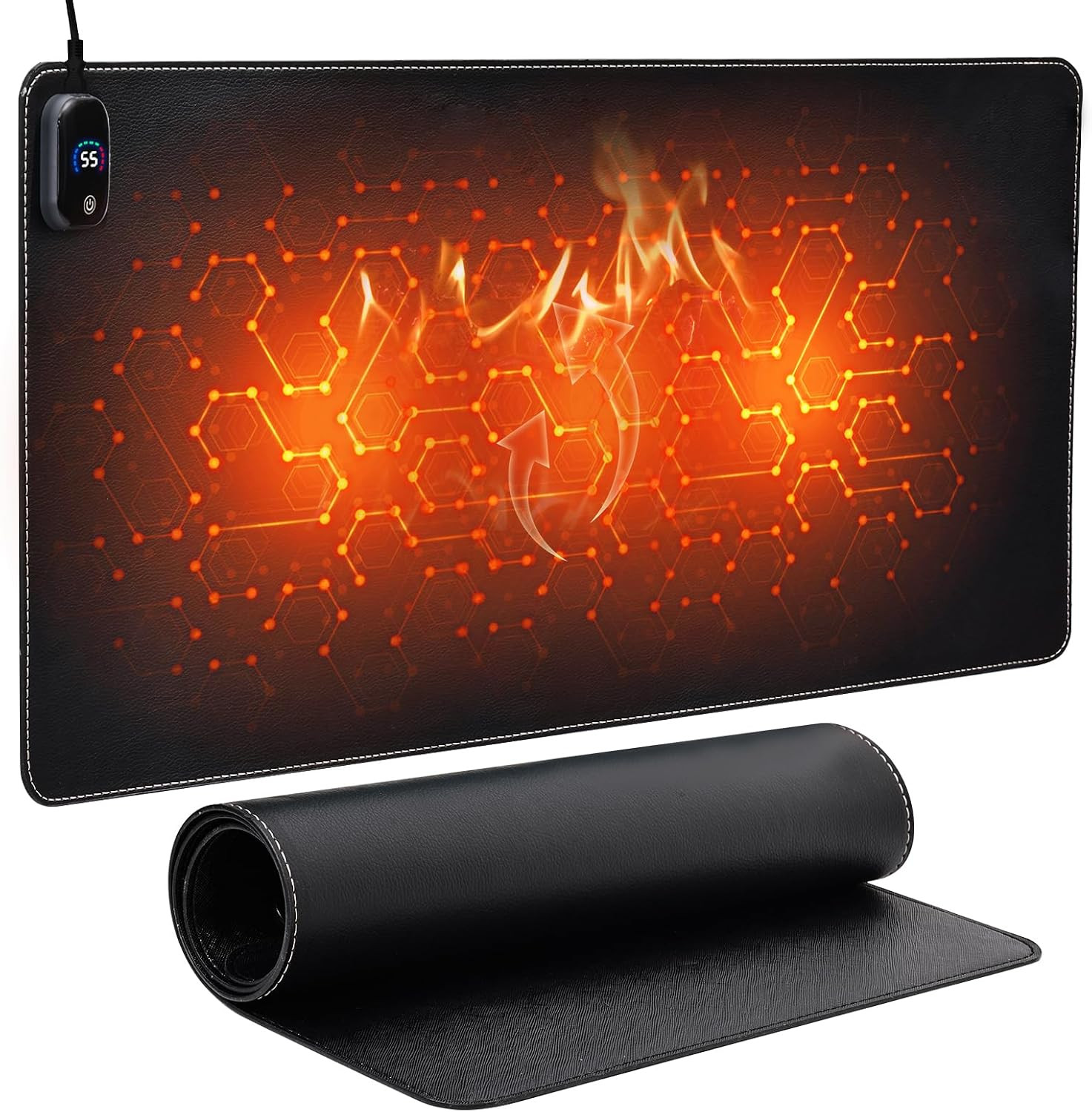 Heated Mouse Pad,Warm Desk Pad with 3 Levels Heating & Timed Auto Shut-Off,Pu